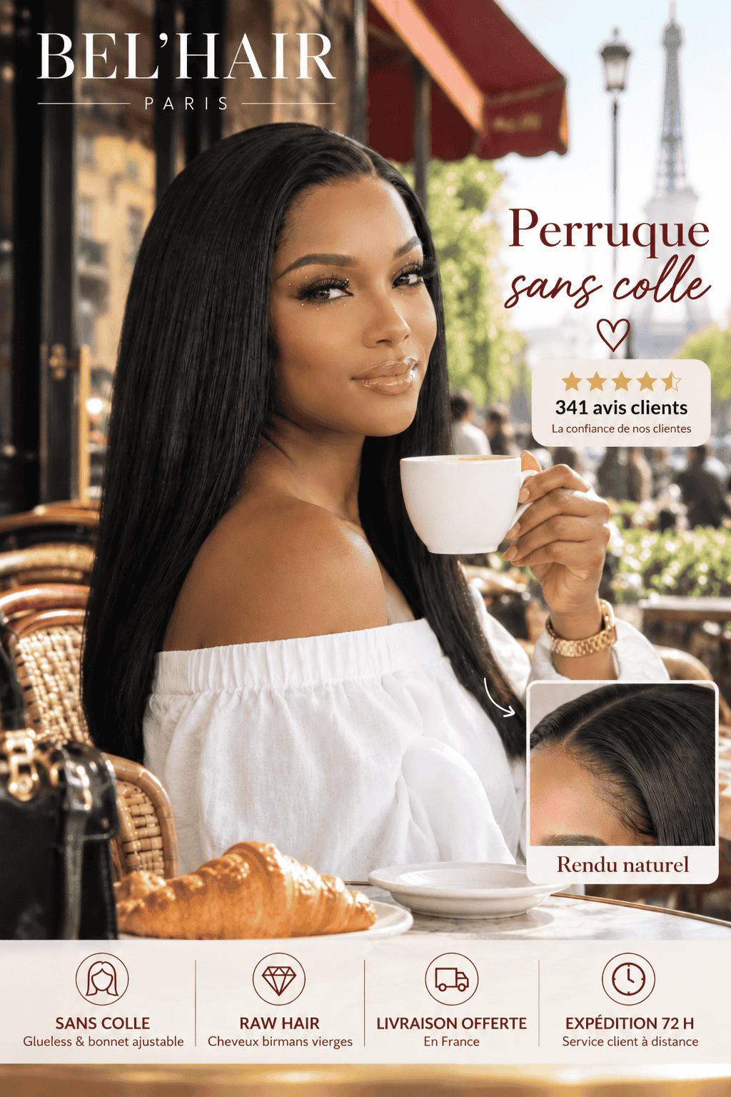 Perruque sans colle