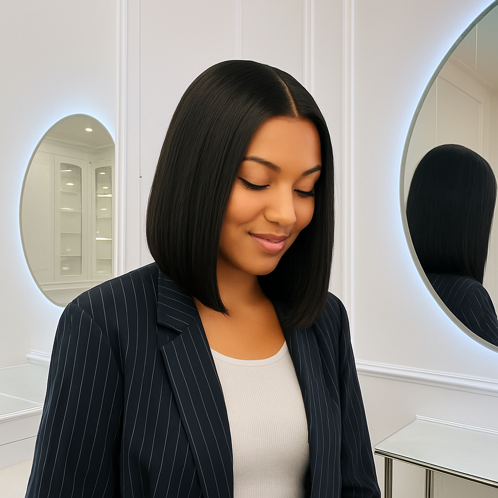 1 article acheté = 1 offert  CARRÉ BABY DOLL- PRESTIGE Perruque HD Invisible Cheveux Birman de haute qualité humaine lisse