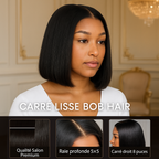 1 article acheté = 1 offert  CARRÉ BABY DOLL- PRESTIGE Perruque HD Invisible Cheveux Birman de haute qualité humaine lisse