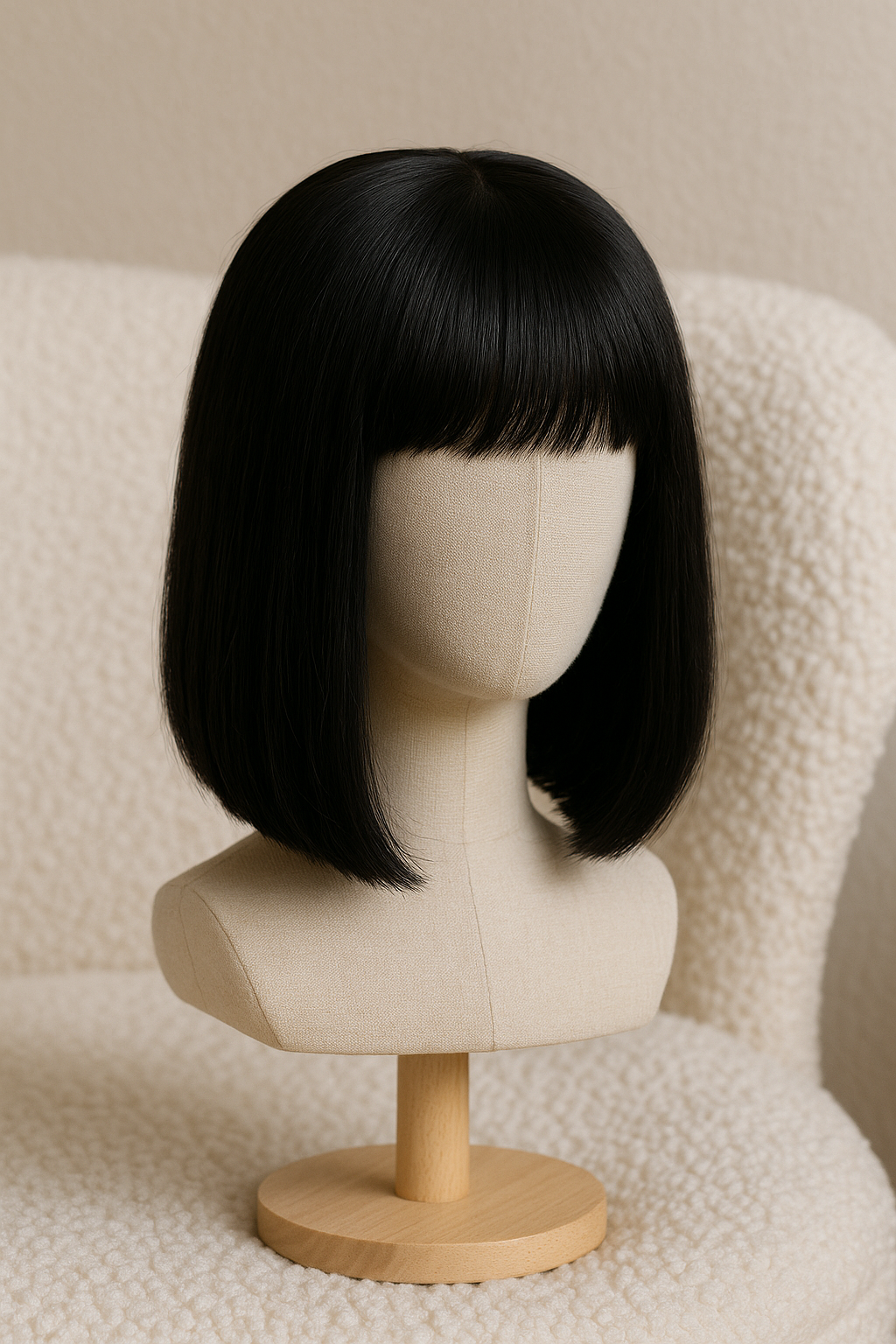 Perruque frange cheveux naturels