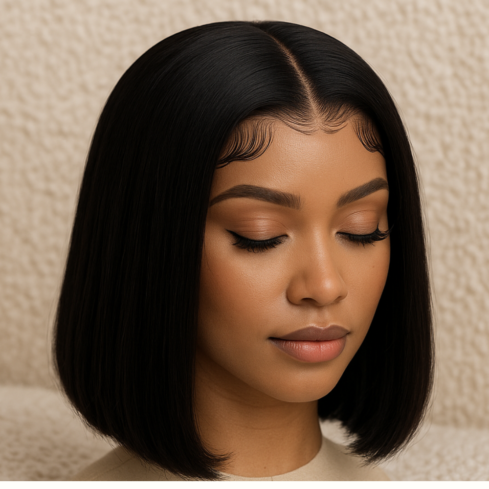 1 article acheté = 1 offert  CARRÉ BABY DOLL- PRESTIGE Perruque HD Invisible Cheveux Birman de haute qualité humaine lisse