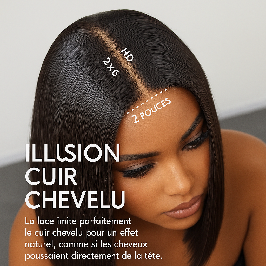 1 article acheté = 1 offert  CARRÉ BABY DOLL- PRESTIGE Perruque HD Invisible Cheveux Birman de haute qualité humaine lisse