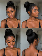 Implantation naturelle lace HD cheveux afro texturés, perruque kinky straight sans colle BEL'HAIR Paris