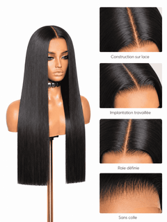Perruque lace front HD construction sur lace, implantation, raie définie et pose sans colle BEL'HAIR Paris