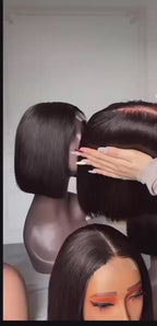 1 article acheté = 1 offert  CARRÉ BABY DOLL- PRESTIGE Perruque HD Invisible Cheveux Birman de haute qualité humaine lisse